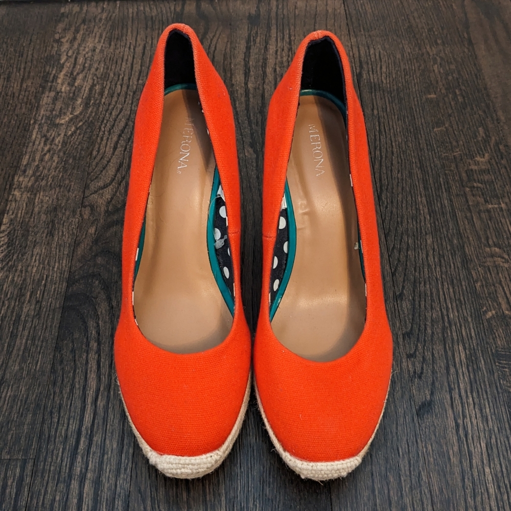 Merona Red Canvas Wedge Espadrilles